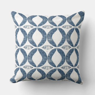 Cojín decorativo geométrico azul y blanco