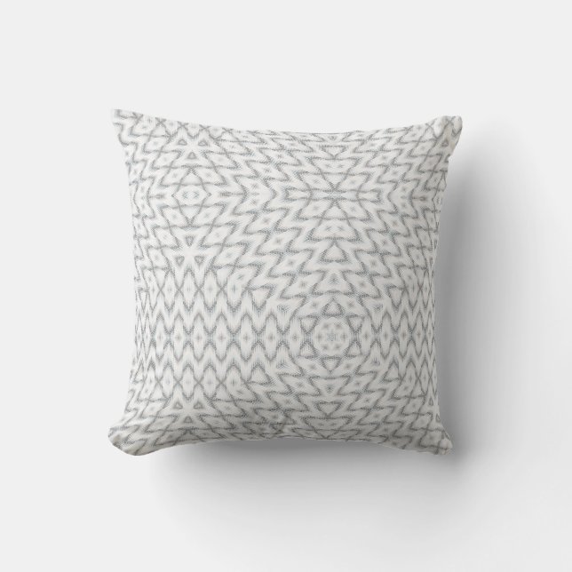 Cojín Decorativo Geométrico blanco y gris monocromo (Anverso)