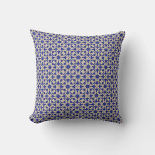 Cojín decorativo geométrico con blossom azul