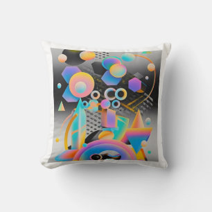 Cojín Decorativo Geométrico de arte abstracto vibrante y caprichoso