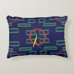 Cojín Decorativo Geométrico de cuadrados azules