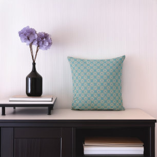 Cojín decorativo geométrico de elegancia azul verd