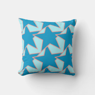 Cojín Decorativo Geométrico de estrella moderna - azul ceruleano y