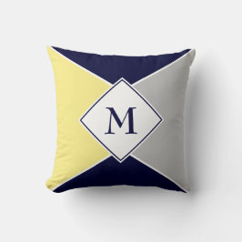 Cojín Decorativo Geométrico de MONOGRAM elegante | Gris amarillo de
