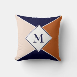 Cojín Decorativo Geométrico de MONOGRAM elegante | Navy Tan Cream