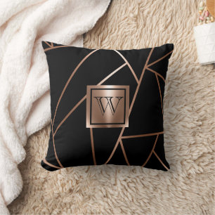 Cojín Decorativo Geométrico de oro negro y Rosa