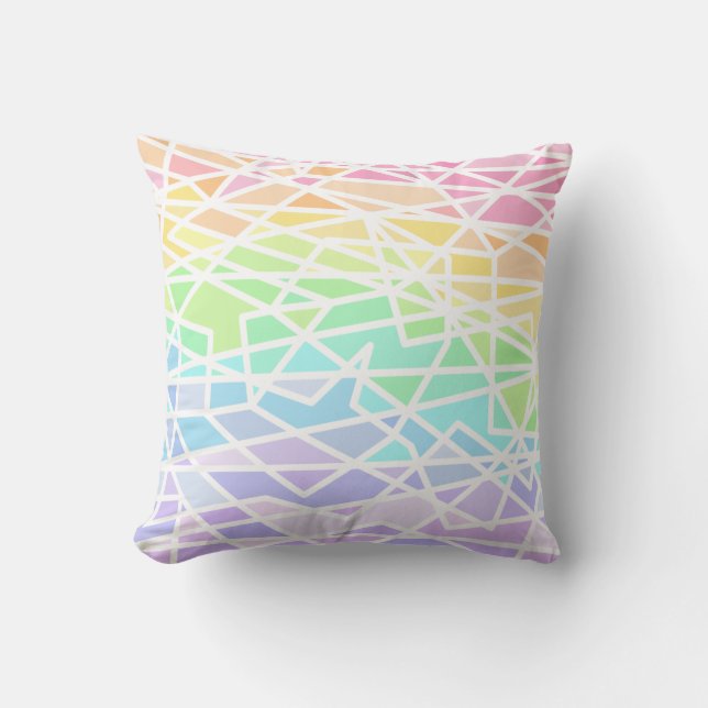 Cojín decorativo geométrico gradiente arcoiris (Anverso)