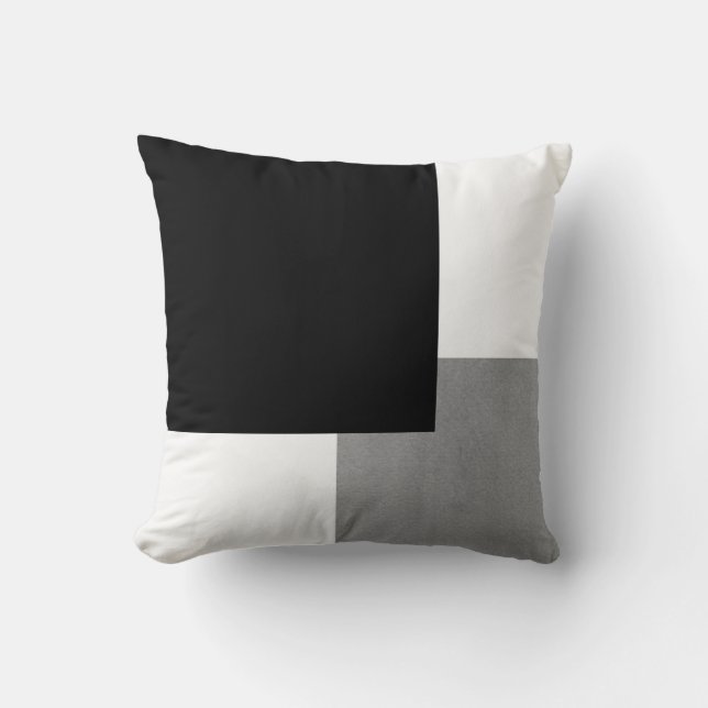 Cojín Decorativo Geométrico gris negro y blanco (Anverso)