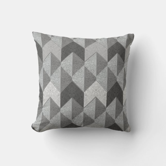 Cojín Decorativo Geométrico gris texturado. (Anverso)