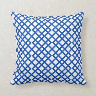 Cojín Decorativo Geométrico Mediterráneo azul celosía moderno