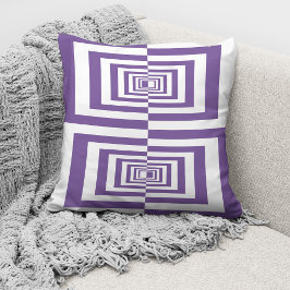 Cojín Decorativo Geométrico Moderno de Blanco y Morado