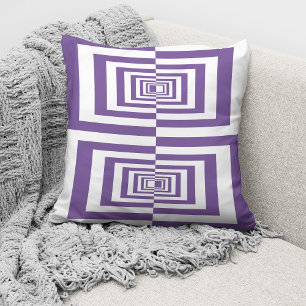 Cojín Decorativo Geométrico Moderno de Blanco y Morado