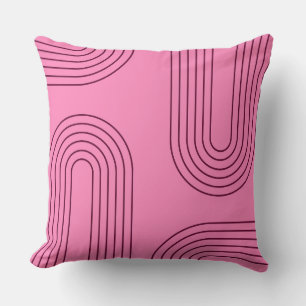 Cojín Decorativo geométrico moderno retro de color rosa de mediados