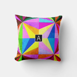 Cojín Decorativo Geométrico Multicolor Moderno Colorido Monograma