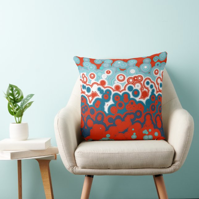 Cojín Decorativo Geométrico naranja, azul y turquesa (Silla)