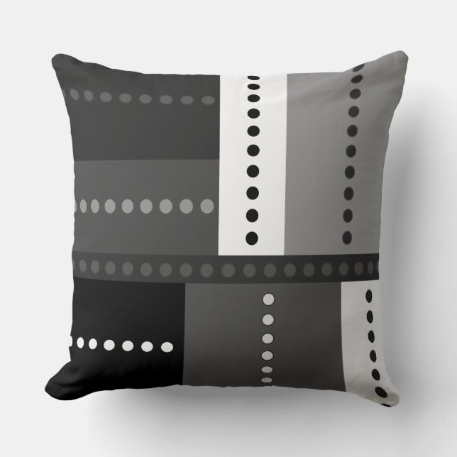 Cojín Decorativo Geométrico negro, blanco y gris (Anverso)