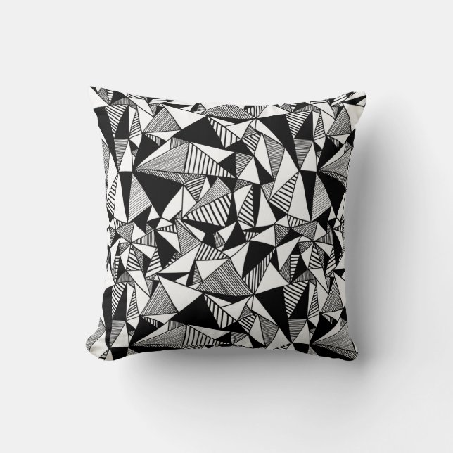 Cojín decorativo geométrico negro y blanco (Anverso)