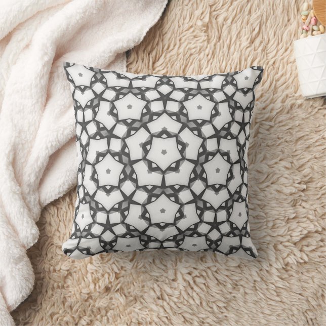 Cojín decorativo geométrico negro y blanco (Manta)