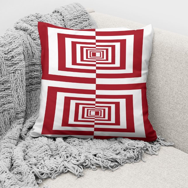Cojín Decorativo Geométrico Rojo Blanco Moderno (Subido por el creador)