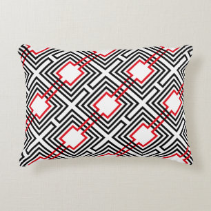 Cojín Decorativo Geométrico Rojo Negro y Blanco
