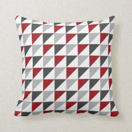 Cojín decorativo geométrico rojo y gris