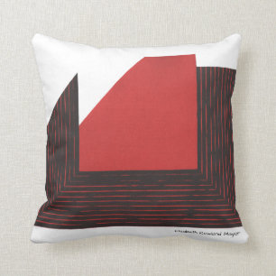 Cojín decorativo geométrico rojo y negro abstrac