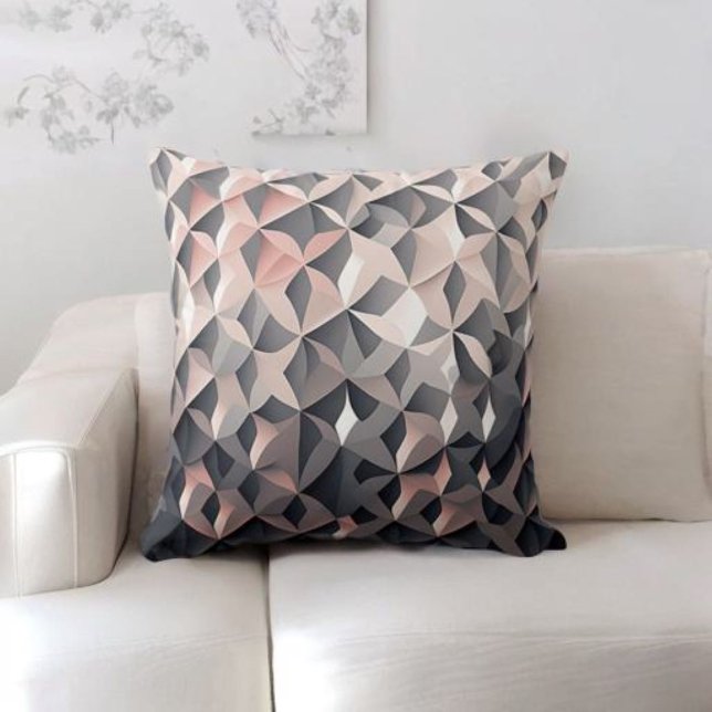 Cojín decorativo geométrico rosa gris y Rubor (Subido por el creador)