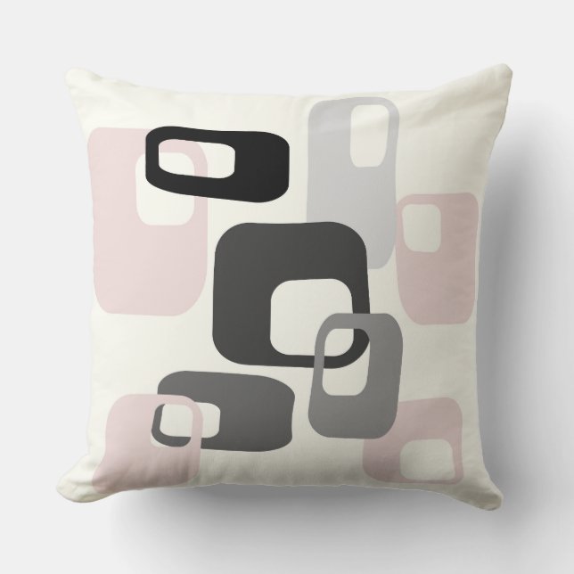 Cojín Decorativo Geométrico rosa y gris retro (Anverso)