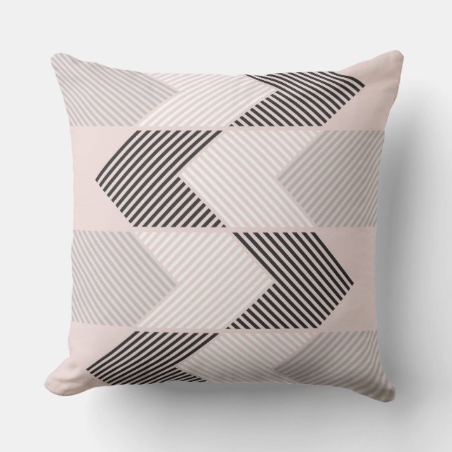 Cojín Decorativo Geométrico rosa y gris retro (Anverso)