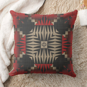 Cojín Decorativo Geométrico texturizado rojo y negro