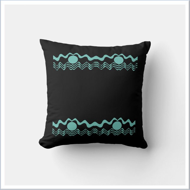 Cojín Decorativo Geométrico Tribal Turquesa Azul y Negro (Subido por el creador)