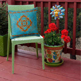 Cojín Decorativo Geométrico turquesa de los picos de montaña del su