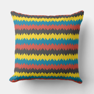 Cojín Decorativo Geométrico turquesa, naranja, amarillo y gris