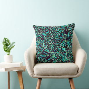 Cojín Decorativo Geométrico turquesa, verde y púrpura