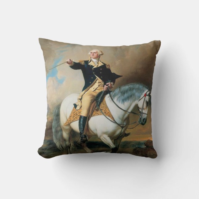 Cojín Decorativo George Washington Sacando El Saludo A Trenton (Anverso)