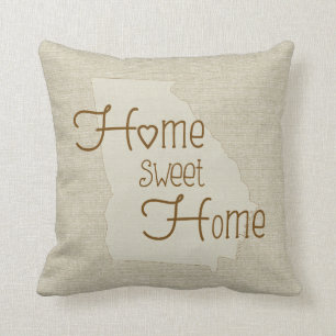 Cojín Decorativo Georgia-Home Sweet Home burlap nombre personalizad