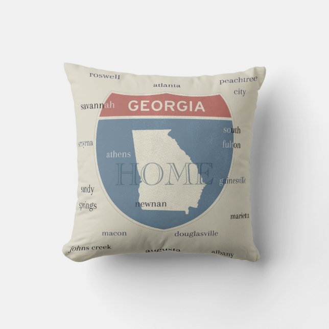 Cojín Decorativo Georgia Home Throw Pillow with Cities – Custom (Anverso)