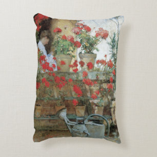 Cojín Decorativo Geranios por Childe Hassam, Impresionismo Vintage