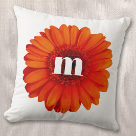 Cojín Decorativo Gerbera Daisy Monograma Inicial