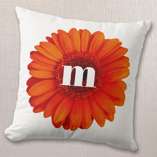 Cojín Decorativo Gerbera Daisy Monograma Inicial
