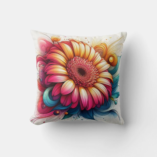 Cojín Decorativo Gerbera Daisy Pillow para la comodidad inspirada e (Anverso)