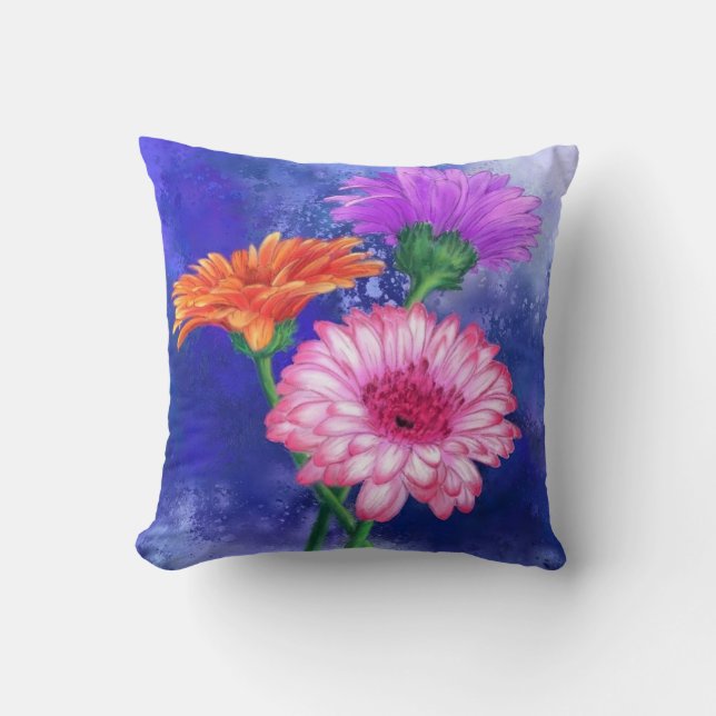 Cojín decorativo Gerberas de tres colores (Anverso)