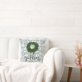 Cojín Decorativo Gestionar Script Simple Floral País Verde Wreath