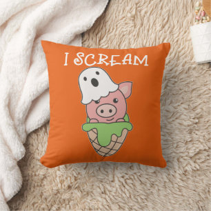 Cojín Decorativo Ghost de Cerdo Halloween Grito Pun de Crema de Hie