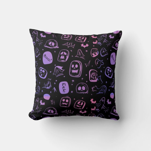 Cojín Decorativo Ghostly Bats & Eerie enfrenta decoración negra de  (Anverso)