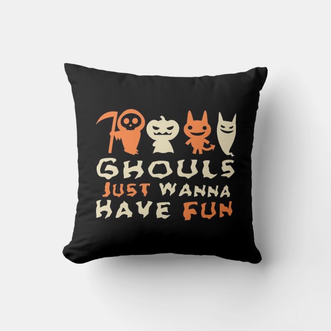 Cojín Decorativo Ghouls solo quiere divertirse con Sloth Halloween (Anverso)