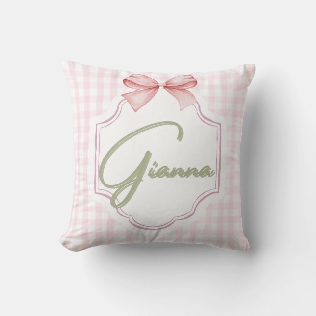 Cojín Decorativo Gianna Baby Nursery Bow&Gingham (Anverso)