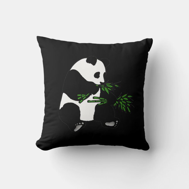 Cojín Decorativo Giant Panda come Bamboo negro (Anverso)