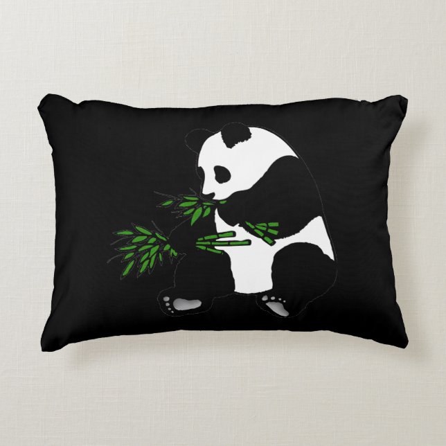 Cojín Decorativo Giant Panda come Bamboo negro (Anverso)