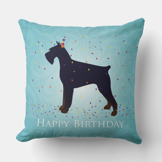 Cojín Decorativo Giant Schnauzer Happy Birday Design (Anverso)
